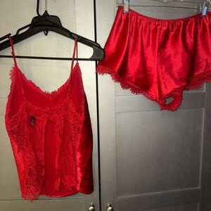 VICTORIA'S SECRET Satin lace Open-Back Cami & Shorts Set women’s large